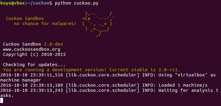python cuckoo.py: Success
