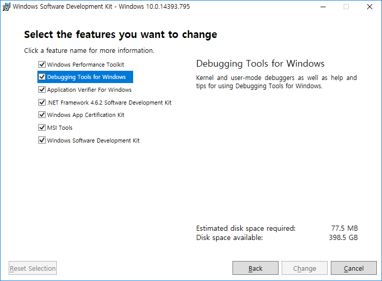 Select the features you want to change