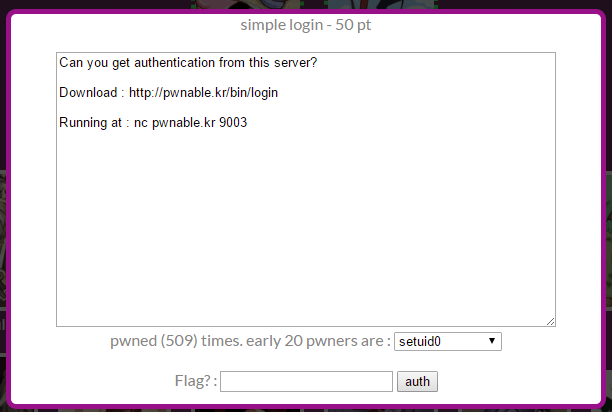 Pwnable KR simple login